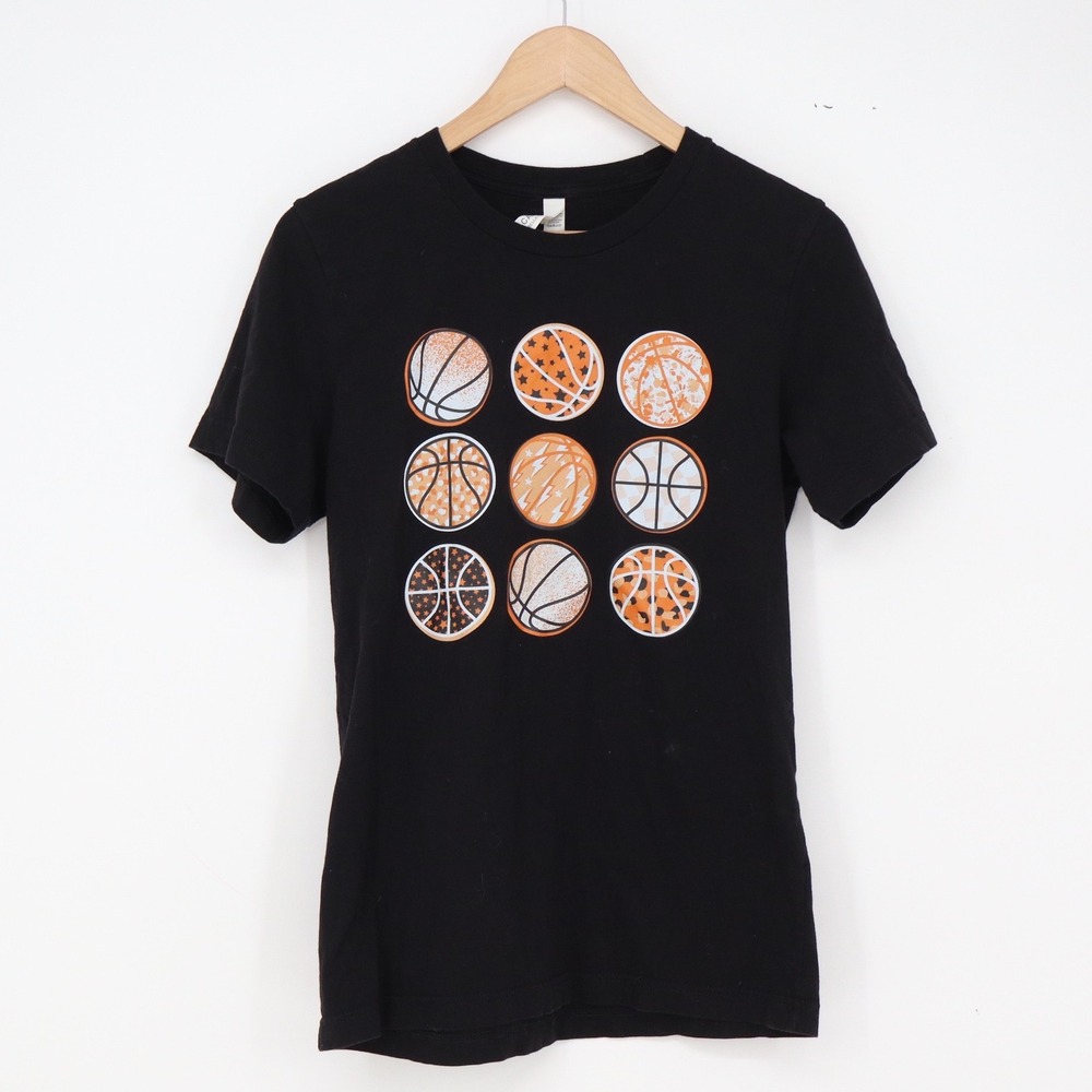 Bella + Canvas T-Shirt Womens S Canvas Black Basketball Graphic Excellent